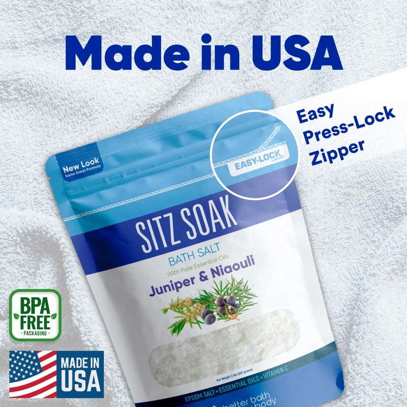 Better Bath Better Body Sitz Bath Soak 2-Lbs Sitz Salt Epsom Salt Hemorrhoid Soothing with Pure Essential Oils in BPA Free Pouch with Press-Lock Seal Made in USA - Image 4