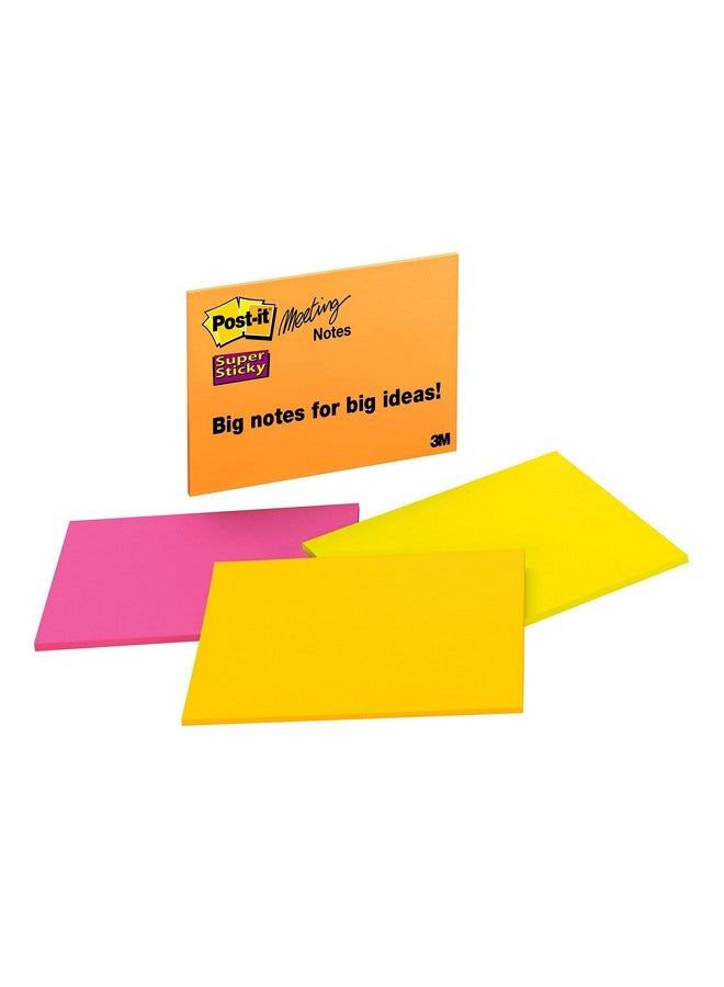 Post-it Super Sticky Notes 8X6 In 1 Pads 2X The Sticking Powerenergy Boost Collection Bright Colors (Orange Pink Blue Green) Recyclable (6845 Ssp 1Pk) - Image 1