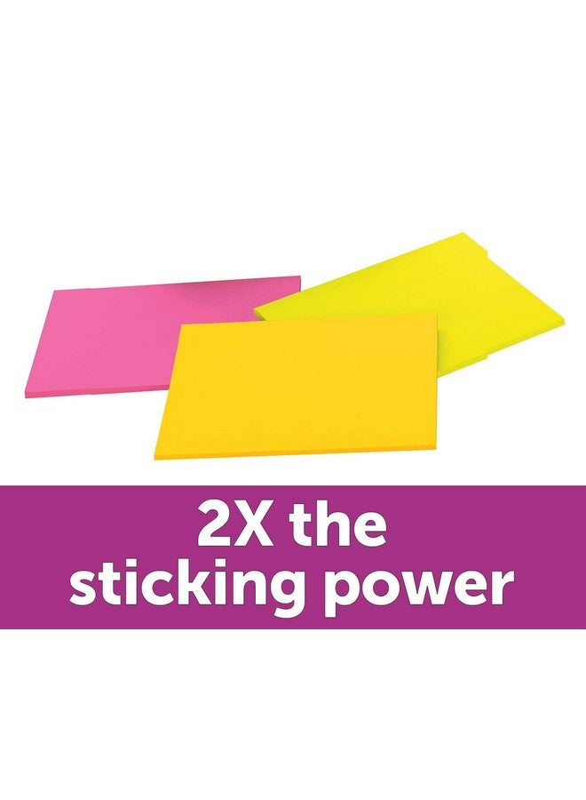 Post-it Super Sticky Notes 8X6 In 1 Pads 2X The Sticking Powerenergy Boost Collection Bright Colors (Orange Pink Blue Green) Recyclable (6845 Ssp 1Pk) - Image 2