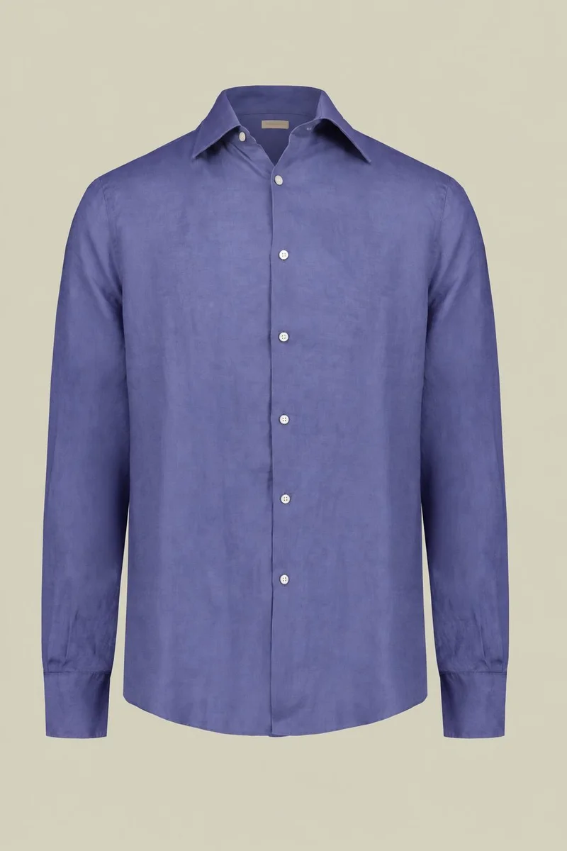 Men's 100% Linen Button-Down Shirt - Violet