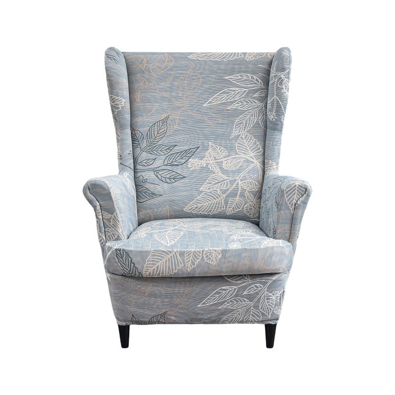 KRFOONN Wingback Chair Cover 2 Piece Stretch Wing Chair Covers Spandex Slipcovers Wingback Sofa Covers Armchair Covers NonSlip Furniture Protector for Living Room Wingback Chairs Grey 15