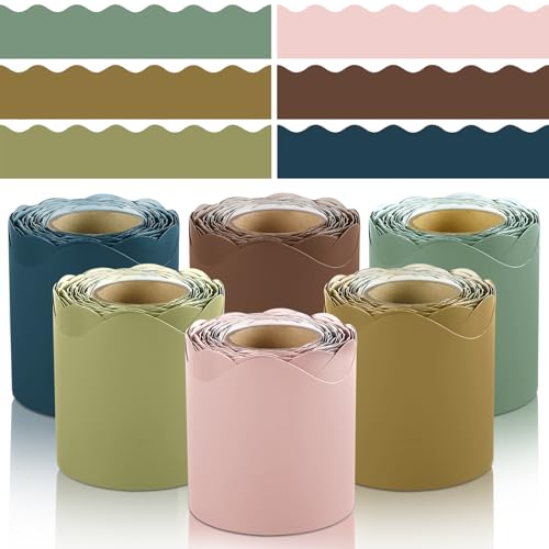 FloraSea 6 Rolls 1968 Ft Multicolor Scalloped Bulletin Board Borders Back to School Classroom Decor