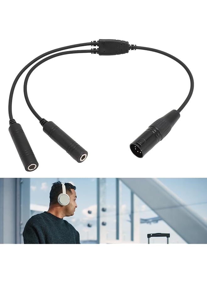 erorex Ga Dual Plug To Airbus Xlr Headset Adapter Professional 5 Pin Xlr Aviation Headset Adapter For Most Of Aviation Headsets Plug And Play - Image 4