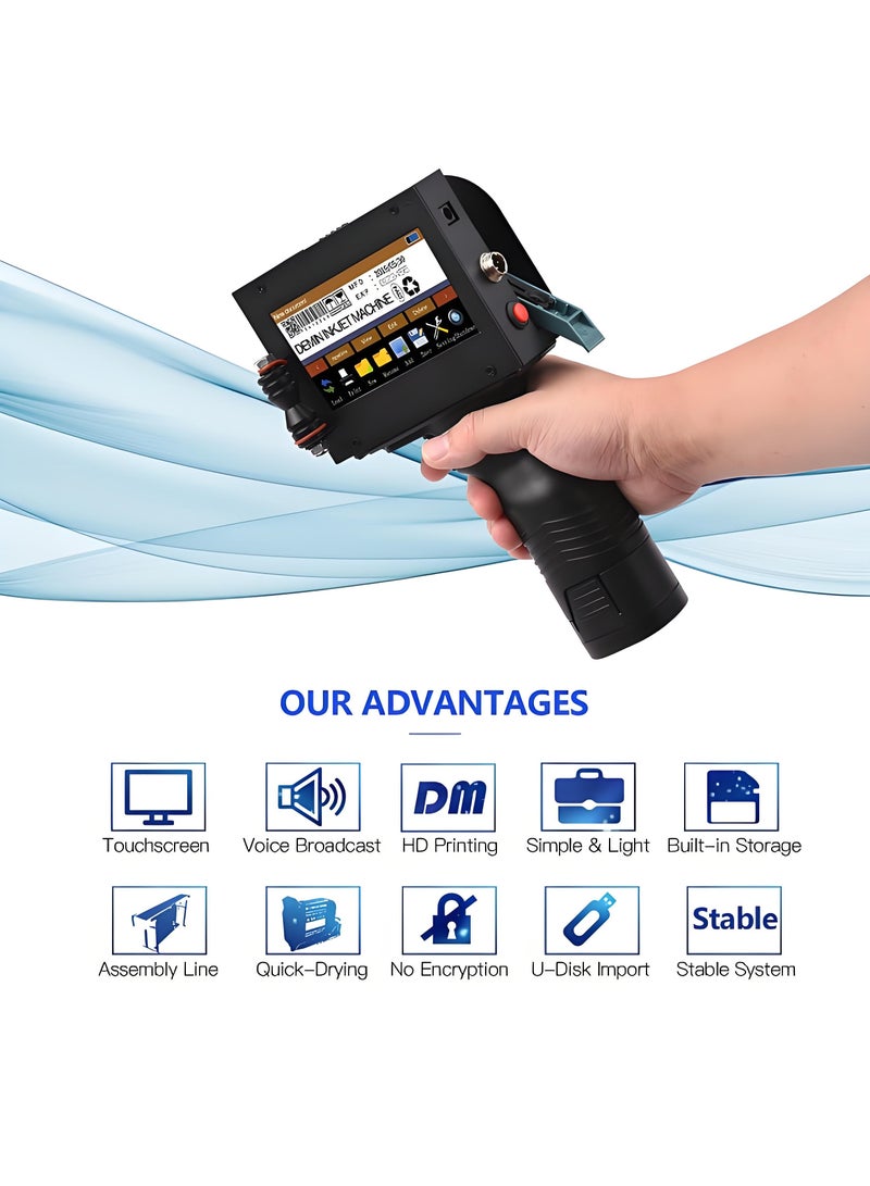 Volynix Handheld Printer Portable Inkjet Printer High Definition Inkjet Code Printer with 4.3 Inch LED Touchscreen for Label Production Date Barcode Trademark Logo Graphic etc. (with  one Quick-Drying Ink Cartridge) - Image 4