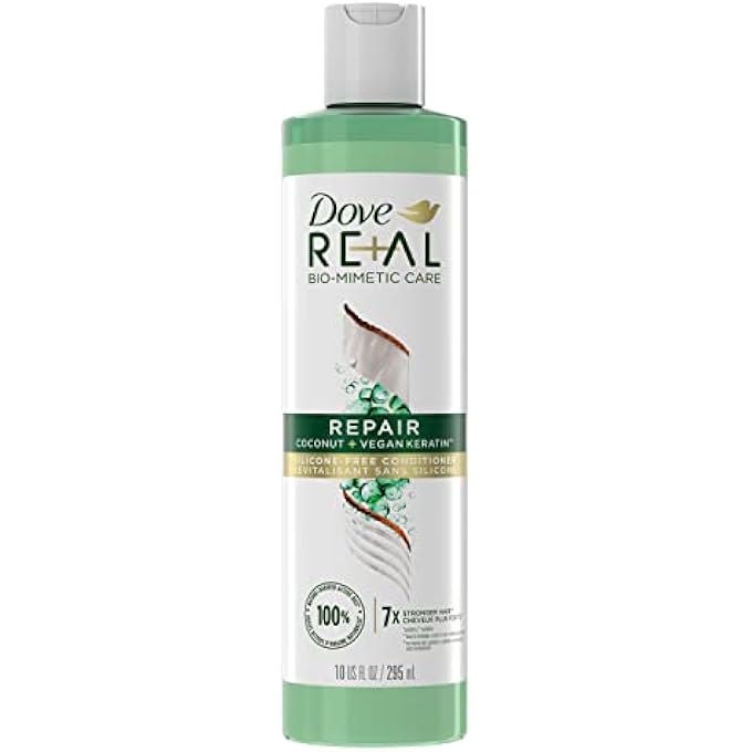 Dove RE+AL BIO-MIMETIC CARE CONDITIONER FOR DAMAGED HAIR REPAIR COCONUT + VEGAN KERATIN SILICONE-FREE CONDITIONER 10OZ - Image 1