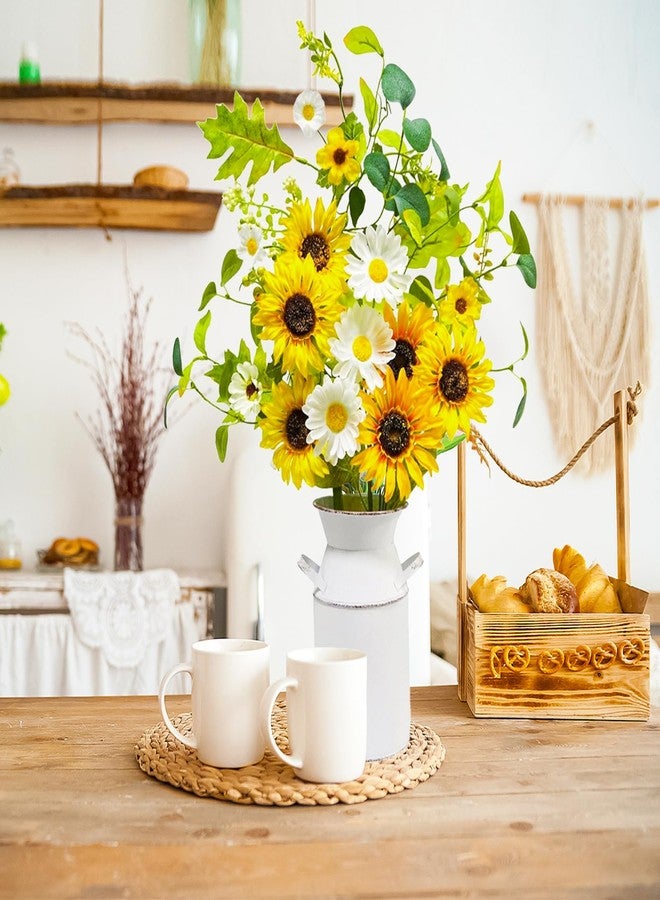 obbsie 23.5" Faux Flowers in Vase, Silk Sunflower Artificial Flowers with Metal Pot Fake Sunflowers with Vase Flowers Arrangement Centerpieces for Table Kitchen Dining Living Room Home Spring Decor - Image 2