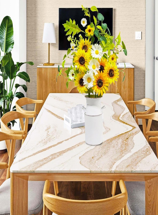 obbsie 23.5" Faux Flowers in Vase, Silk Sunflower Artificial Flowers with Metal Pot Fake Sunflowers with Vase Flowers Arrangement Centerpieces for Table Kitchen Dining Living Room Home Spring Decor - Image 5