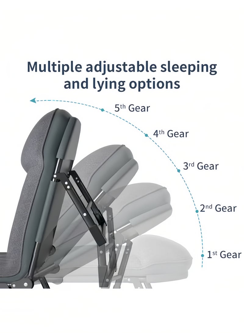 MLADEN Portable Folding Bed, Adjustable Camping Bed Comfortable Recliner Bed Lounger Chair Single Sleeping Bed Resting Bed Medical Bed Adults Camping Cot for Outdoor Beach Office Grey - Image 5