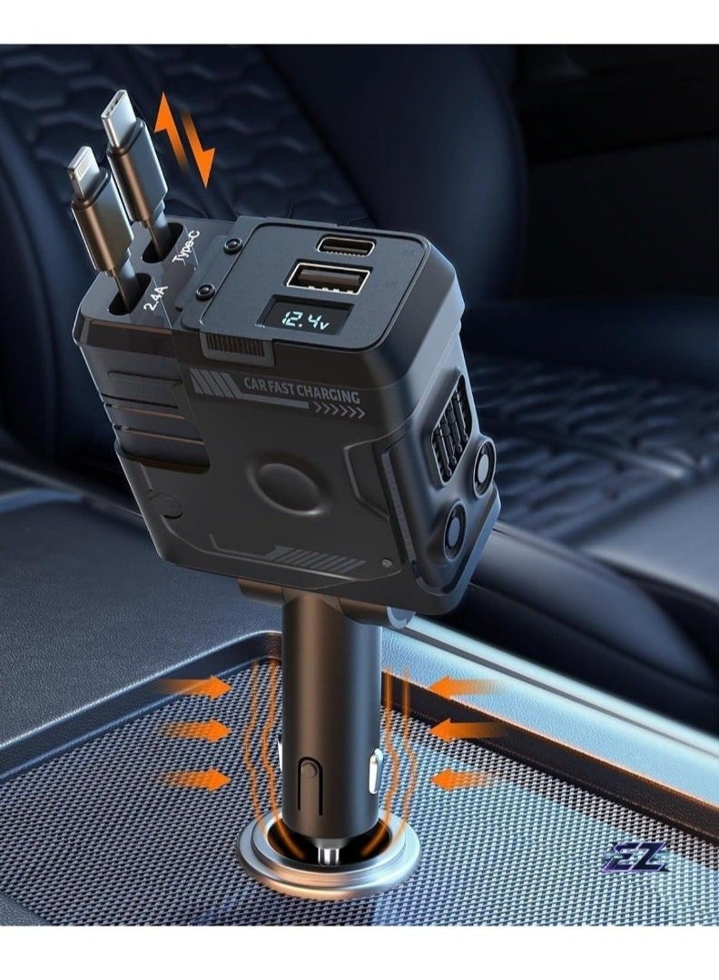 ELTRAZONE ELTRAZONE 120W Car Charger with 4 Ports, 4-in-1 Super Fast Car Phone Charger, 2 USB Ports Car Charger Adapter, Compatible with Multiple Brands (Black) – Fast Charging for Phones, Tablets, and More