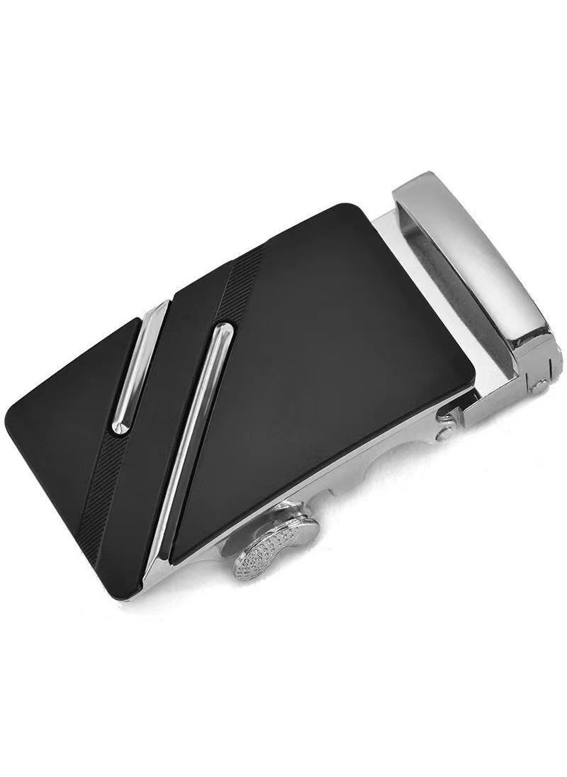 Generic 2023 Trendy Mens Alloy Belt Buckle 3.5CM Silver slash parallel bars 