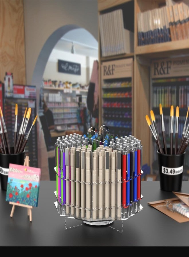 Marketing Holders 120 Slot Pen Holder Clear Acrylic Organizer Tabletop Display Color Pencils Makeup Brushes Utensil Office Craft Supply Retail Department Stores Spinning Stylish Practical and Easy - Image 4