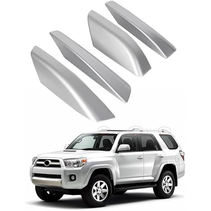 rayihni Roof Rack End Caps Compatible with 2003-2009 Toyota 4Runner N210 Protective Covers for Roof Rail & Luggage Rack Shell Trim Replacement for 6349135010 4 Pcs Silver - Image 1