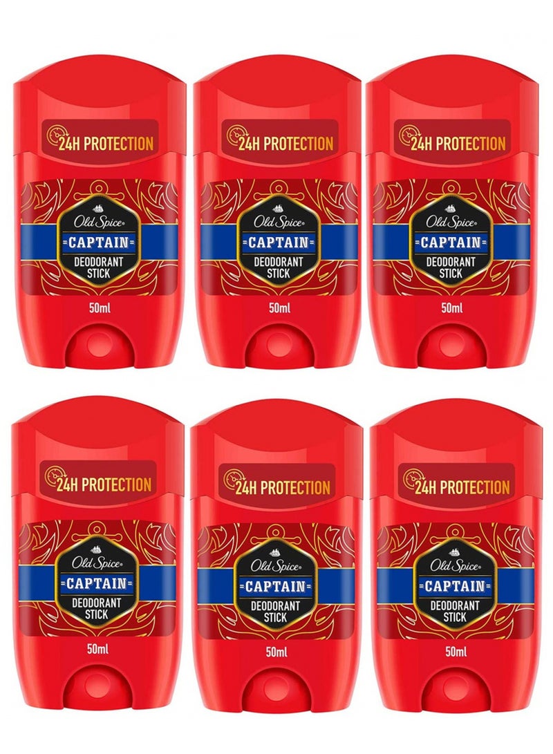 Old Spice Captain Deodorant Stick 50ml (Pack of 6) - Image 1