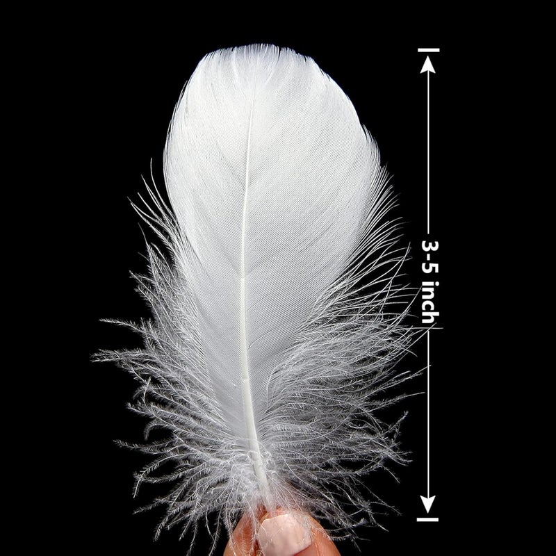 Tdas Tdas 270 Pcs Natural Dyed Feathers for Craft 35 inches Arts Fluffy Dream Catcher Making kit for Decoration Projects Earrings Colourful for Kids Handmade Wedding Home White  - Image 3