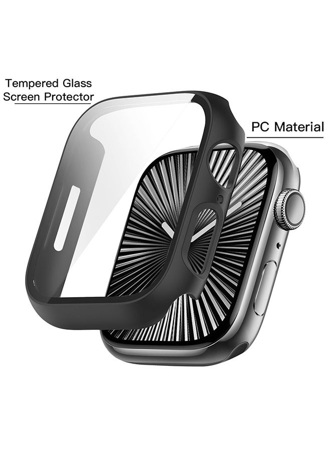 Tersely (3 Pack) Case Compatible with Apple Watch Series 11/10-46mm, Built-in Thin HD Tempered Glass Screen Protector Overall Cover Replacement for iwatch S11/S10 2024 2025 - Black - Image 4