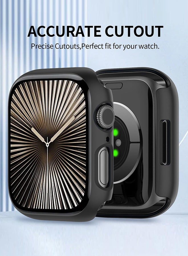 Tersely (3 Pack) Case Compatible with Apple Watch Series 11/10-46mm, Built-in Thin HD Tempered Glass Screen Protector Overall Cover Replacement for iwatch S11/S10 2024 2025 - Black - Image 5