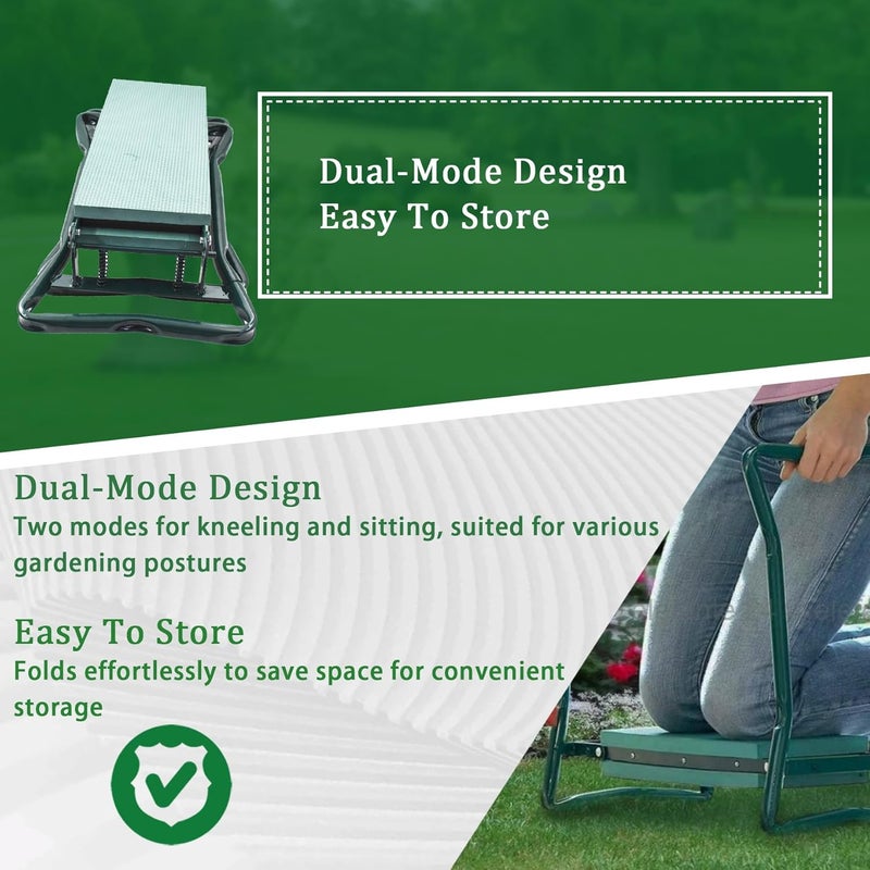 YSMN Garden Kneeler Seat Gardening Stool Garden Bench Foldable Portable Garden Knee Stools with Tool Bag Pouch Soft EVA Foam Kneeling Pad - Image 4