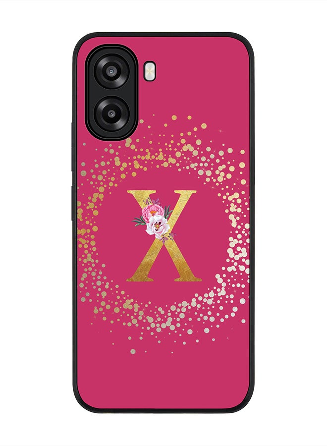 Stylizedd For Oppo A6t 5G / A6t 4G Case,Slim fit Camera Protection, Shockproof Thin Phone cover  - Custom Monogram Floral - X ( Deep Pink ) - Image 1