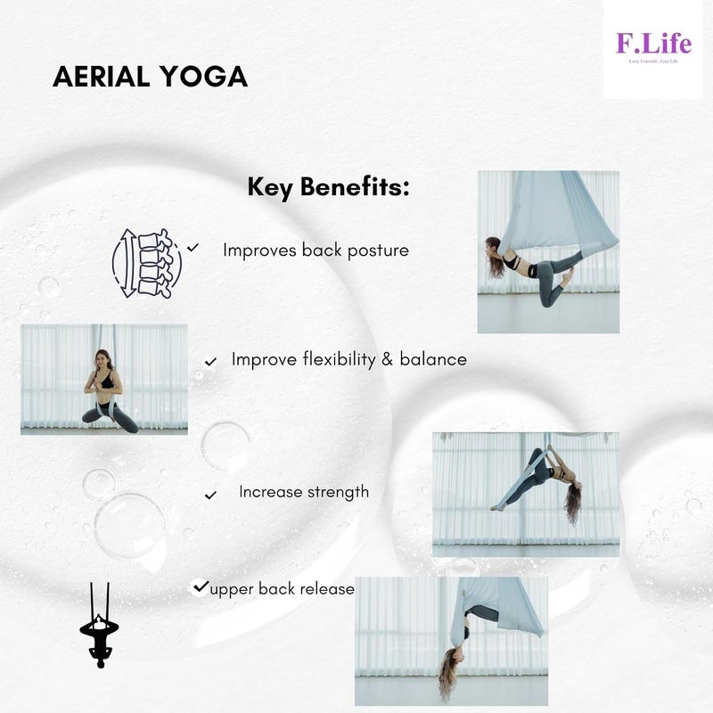 Flife Aerial Silk Yoga Hammock & Swing for yoga Inversion,Strength training,starter hardware kit - Image 4