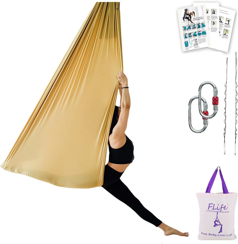 Flife Aerial Silk Yoga Hammock & Swing for yoga Inversion,Strength training,starter hardware kit - Image 1