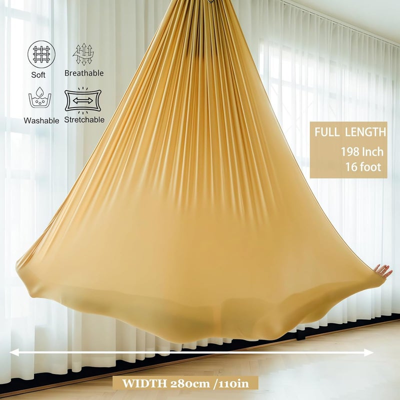 Flife Aerial Silk Yoga Hammock & Swing for yoga Inversion,Strength training,starter hardware kit - Image 2