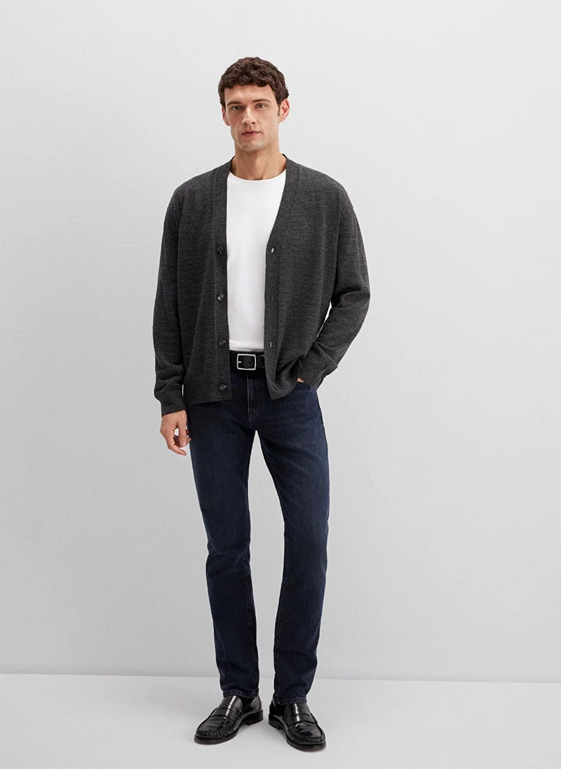 مافي Wool Mix Anthracite Cardigan