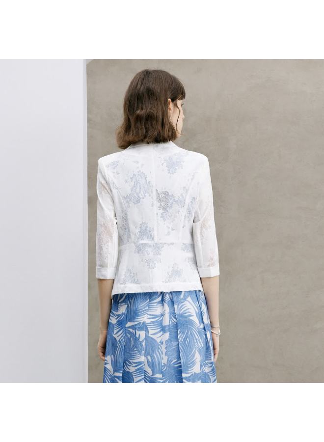 Yanyee White Minimalist Blazer Women's Spring Commuter Professional High-end Suit White 2 M - Image 2