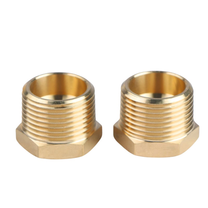 U.S. Solid US Solid 2pcs Brass Reducer Hex Bushing Brass Threaded Pipe Fitting 34 NPT Male x 38 NPT Female - Image 2