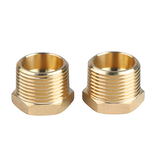 U.S. Solid US Solid 2pcs Brass Reducer Hex Bushing Brass Threaded Pipe Fitting 34 NPT Male x 38 NPT Female - Image 1