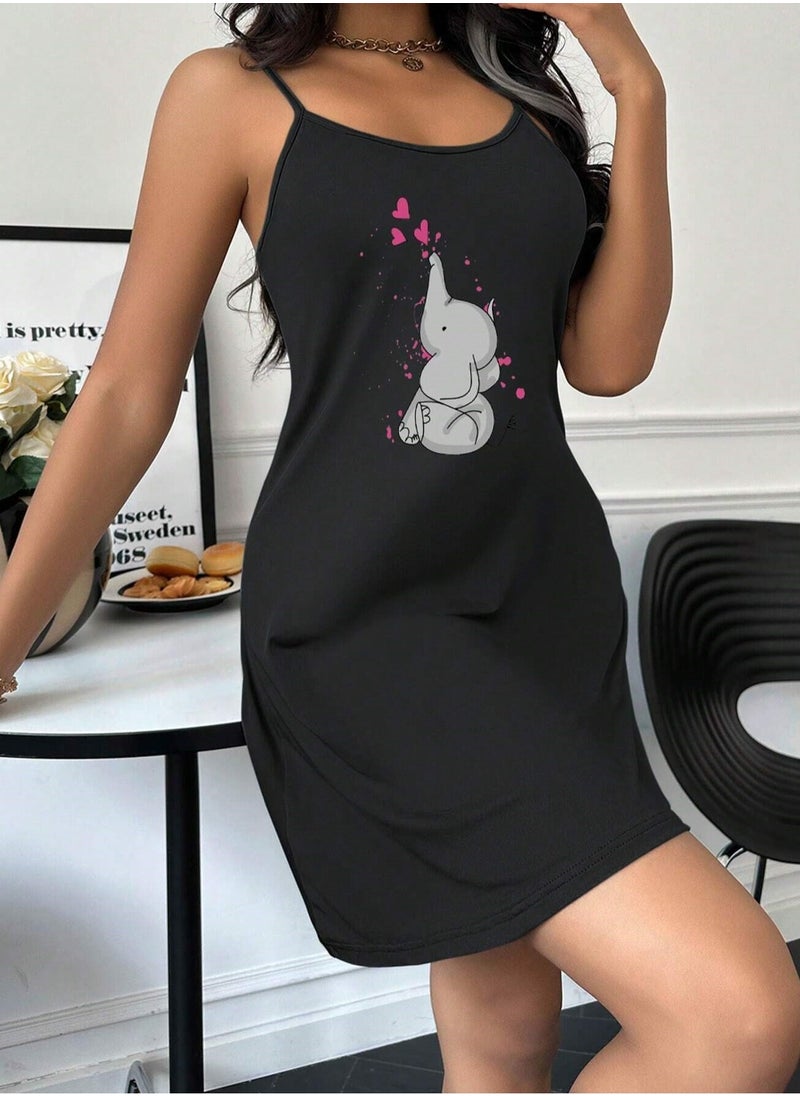 Mesery - Sleep Shirt Cotton Thin Strap Print - Image 1