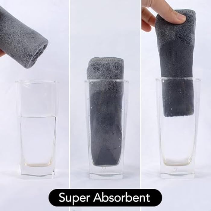 SINLAND Microfiber Facial Cloths Fast Drying Washcloth 12inch x 12inch Grey 6 pack … - Image 4