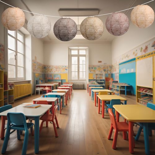 Rossesay 12 Pcs Burlap Hanging Paper Lantern 8 Inch Back to School Party Decoration Boho Classroom Ceiling Decoration Chinese Party Decor for Birthday Wedding Bridal Baby Shower(Retro Colors) - Image 4