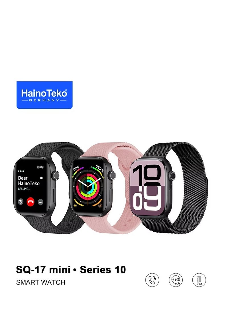 Haino Teko HainoTeko Smart Watch SQ-16 Mini Series 10 AMOLED Display Smart Watch With an elegant charm Bracelet 3 Pair Straps and Charging Cable Designed For Men (Black) - Image 2