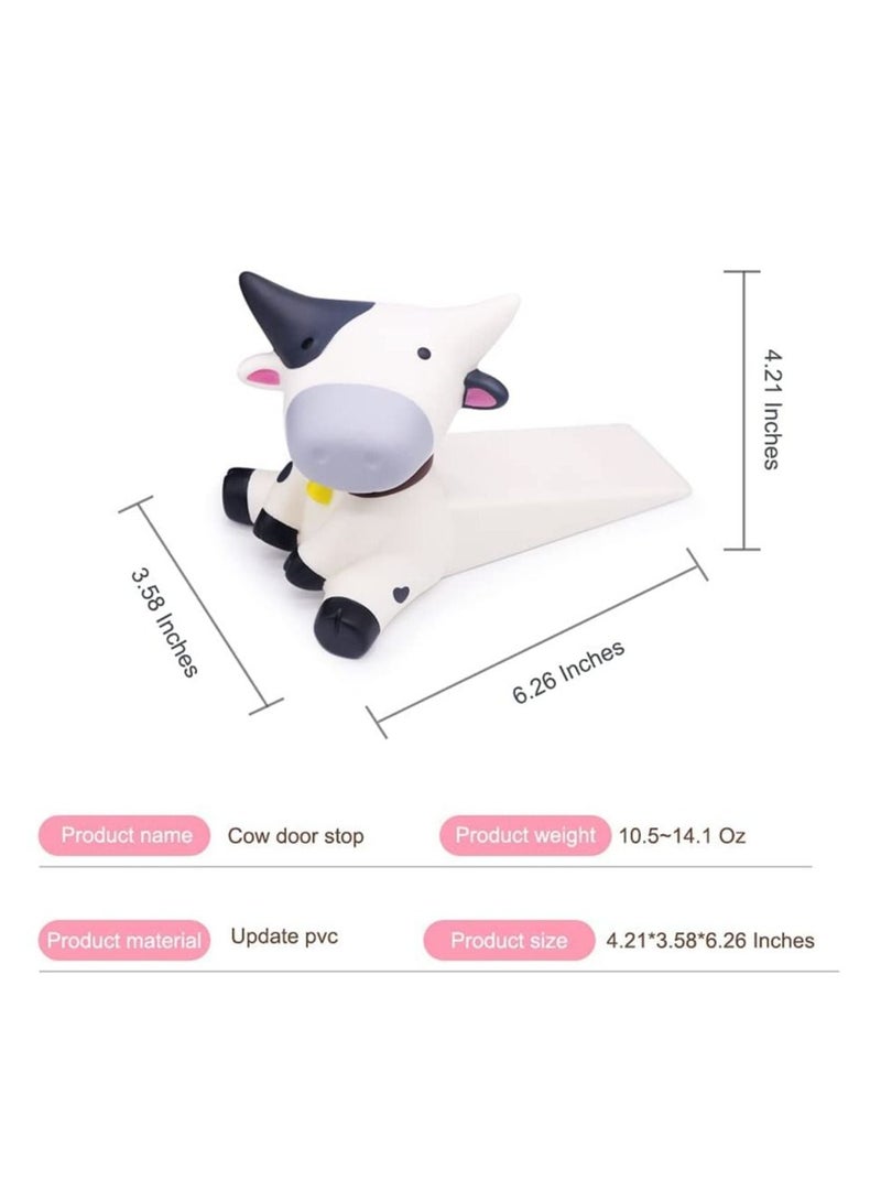 Y&D Decorative Door Stop Cute Stopper Animal Doorstop Non-Slip Wedge Cow Stoppers for Home and Office, with Colorful Box (White) - Image 2