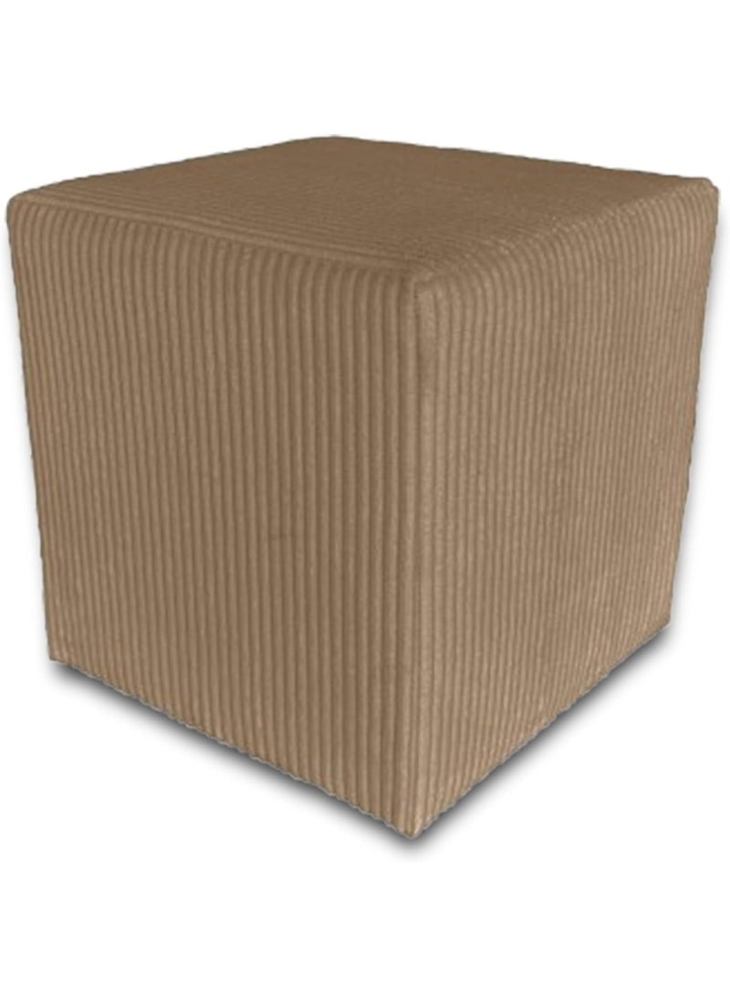 Cube Pouf Stool, Light Brown Poof Footstool, Velvet Stool for Living Room, Bedroom and Hallway, Upholstered Ottoman, Padded Seat Pouf or Seat Cube for Sofa or Armchair