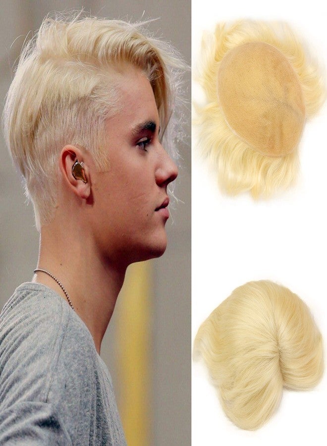 Voloria Swiss Full Lace Men’s Toupee European Real Human Hair Replacement for Men Hairpiece #613 Blonde Color - Image 1