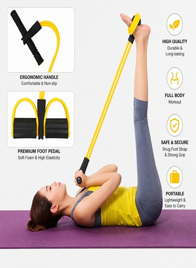 I K IMPEX Yoga Pedal Puller Resistance Band Pull Reducer Exercise for Home Gym Workout 4-Tube Resistance Band with Crossfit Foot Fitness Arm Body Building Training for Men Women (Multicolor) (P Band) - Image 3