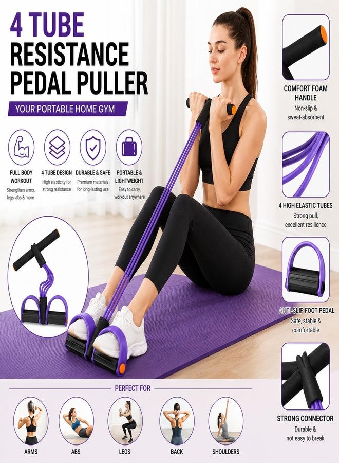 I K IMPEX Yoga Pedal Puller Resistance Band Pull Reducer Exercise for Home Gym Workout 4-Tube Resistance Band with Crossfit Foot Fitness Arm Body Building Training for Men Women (Multicolor) (P Band) - Image 2