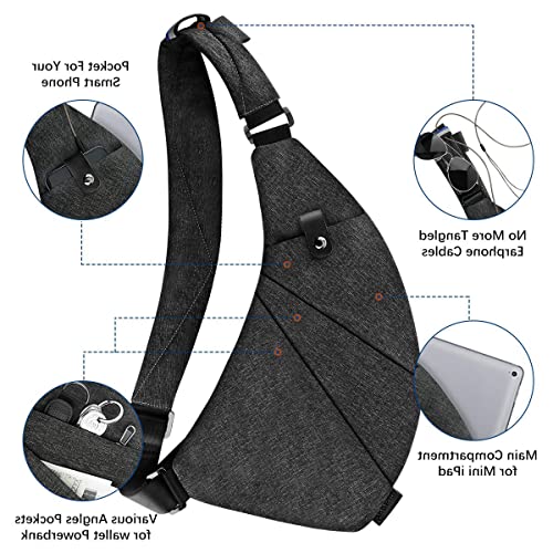 MRang Sling Crossbody Bag Travel Anti Theft Safe Bag for Men Women Waterproof Black - Image 3