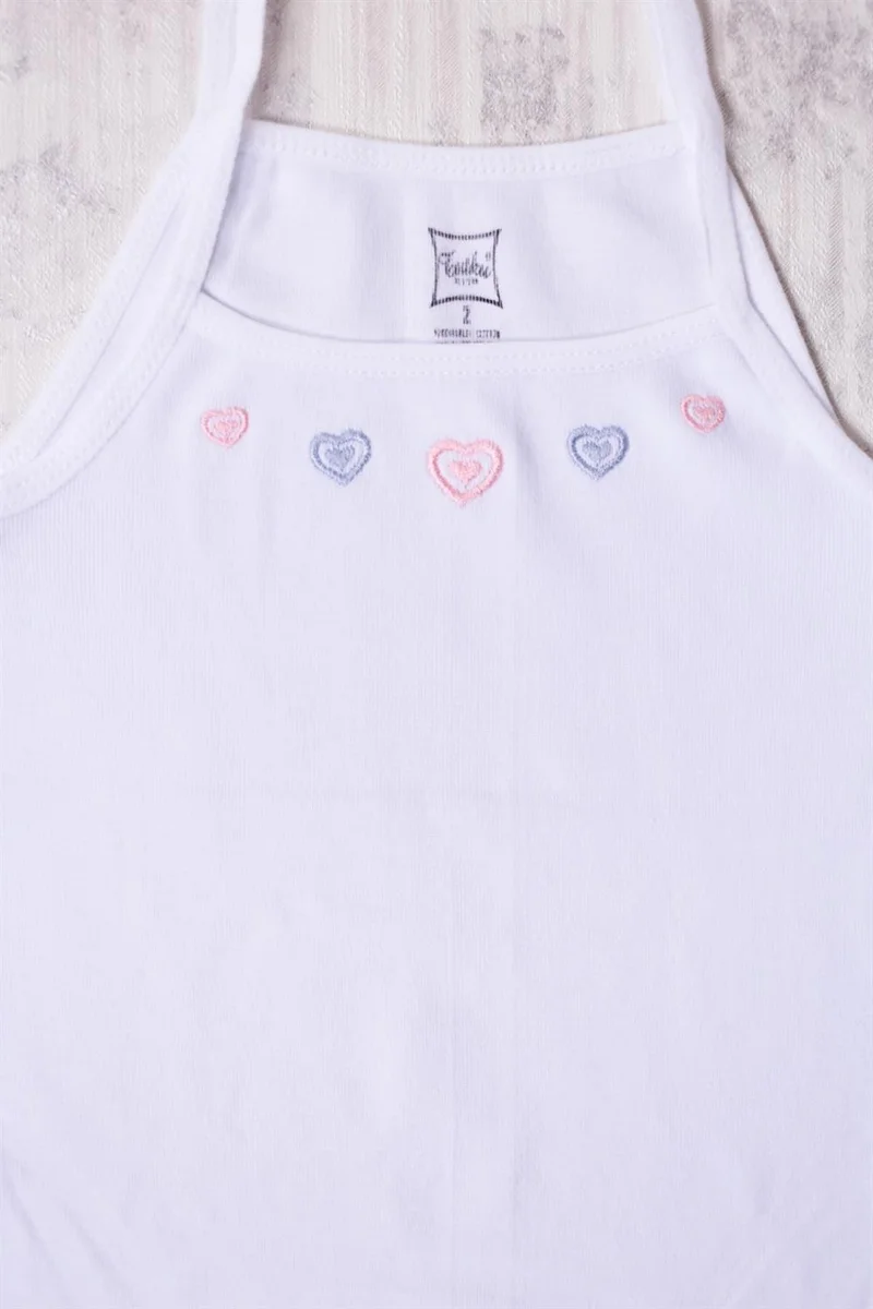 Tutku Passion 2-Pack Girl's Rope Strap Embroidered Undershirt