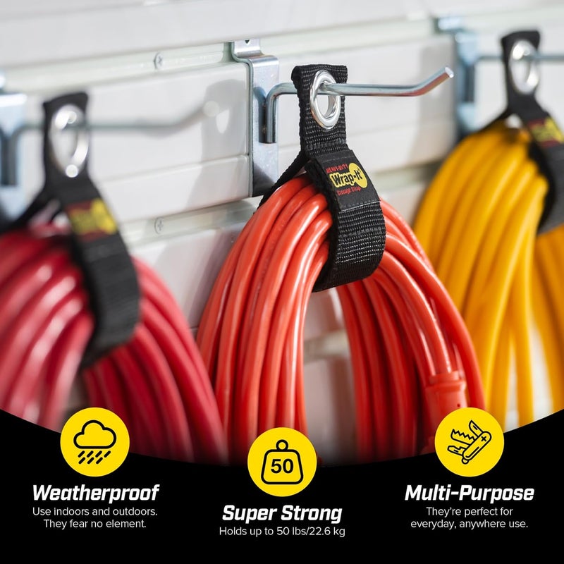Wrap-It Storage Heavy-Duty Straps, 10-inch (6 Pack) - Hook and Loop Extension Cord Organizer Hanger, Cord Keeper, Cable Straps for Cords, Hoses, and Garage Storage - Image 2