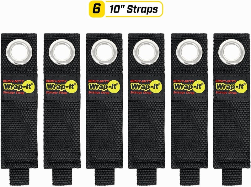 Wrap-It Storage Heavy-Duty Straps, 10-inch (6 Pack) - Hook and Loop Extension Cord Organizer Hanger, Cord Keeper, Cable Straps for Cords, Hoses, and Garage Storage - Image 3