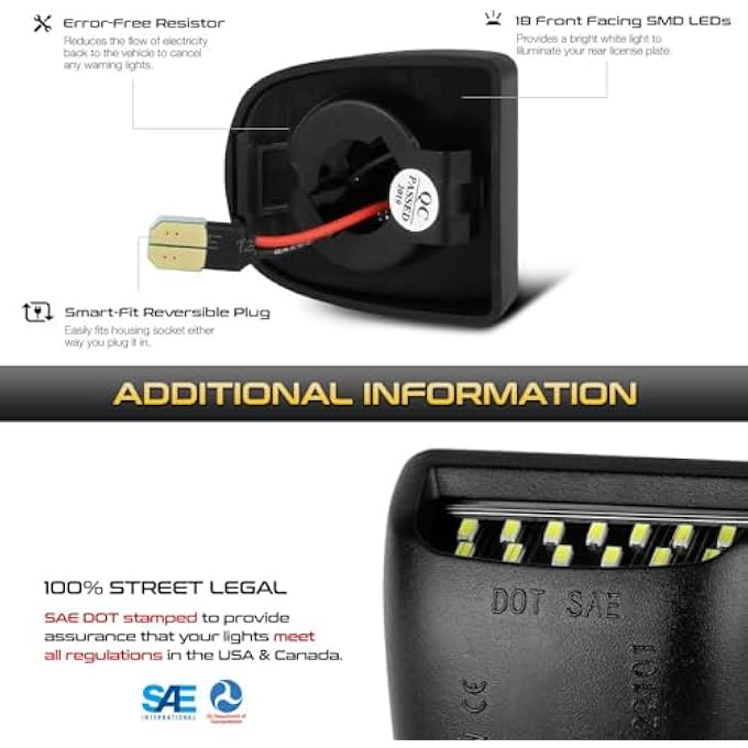 ريحني مجموعة مصابيح لوحة ترخيص LED كاملة بديلة لسيارات كاديلاك إسكاليد وشيفروليه سيلفرادو 1500 و2500 و3500 وسوبربان تاهو وجي إم سي سييرا 1500 و2500 و3500 ويوكون إكس إل 6000 كلفن أبيض ماسي قطعتين - Image 5
