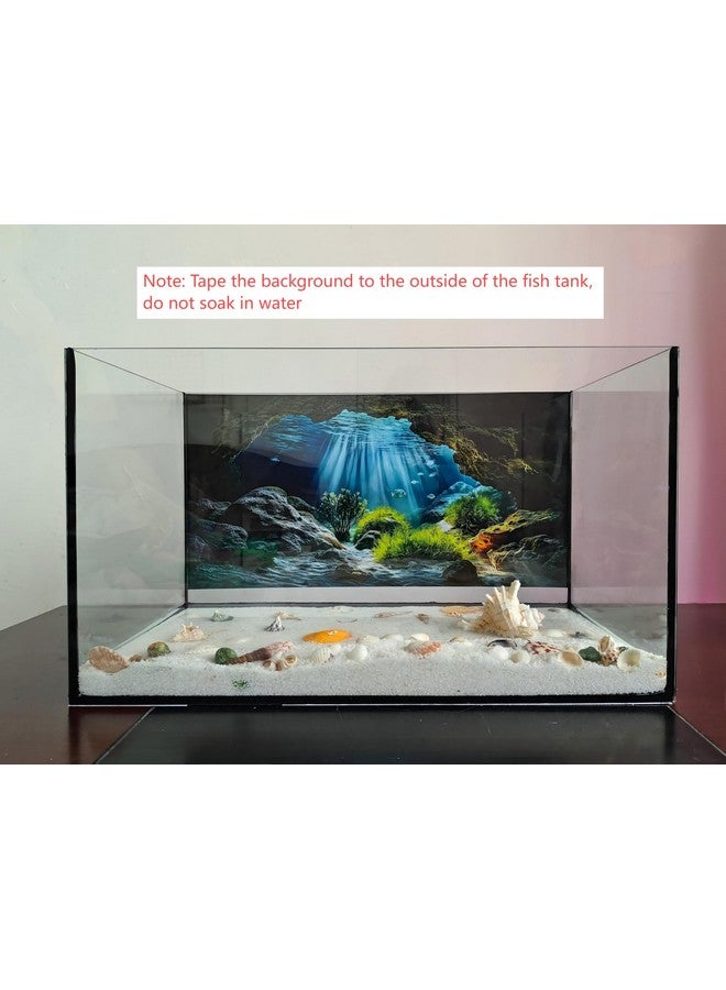 Generic Underwater Cave Aquarium Background Rocks Water Plants Sunburst Landscape Fish Tank Background 30x18 Inches PVC Glass Container Decoration with Tapes  - Image 3