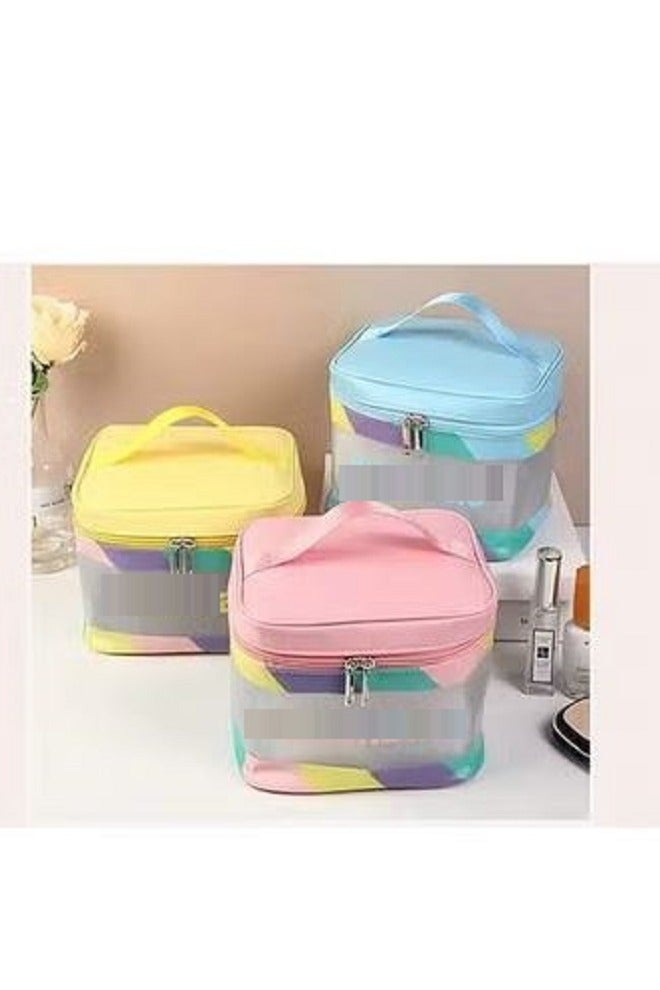 حقيبة سفر نسائية محمولة لتخزين مستحضرات التجميل شفافة مقاومة للماء وتساعد على تنظيم مستحضرات التجميل بسعة كبيرة - Image 1