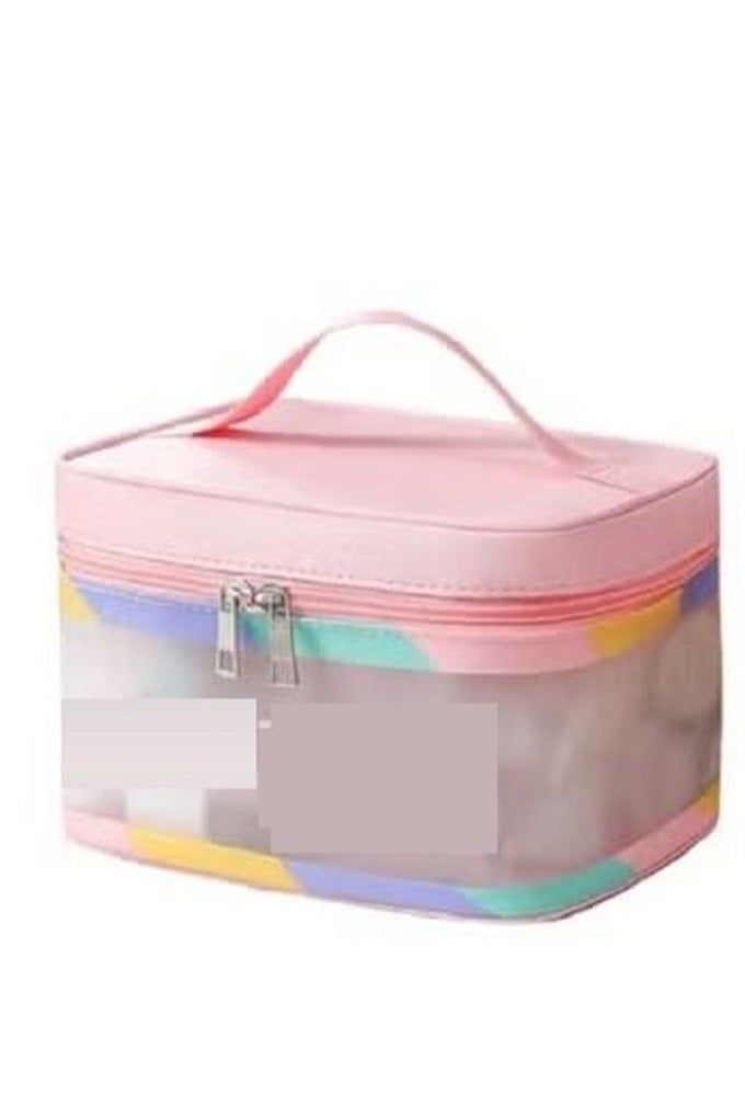 حقيبة سفر نسائية محمولة لتخزين مستحضرات التجميل شفافة مقاومة للماء وتساعد على تنظيم مستحضرات التجميل بسعة كبيرة - Image 2