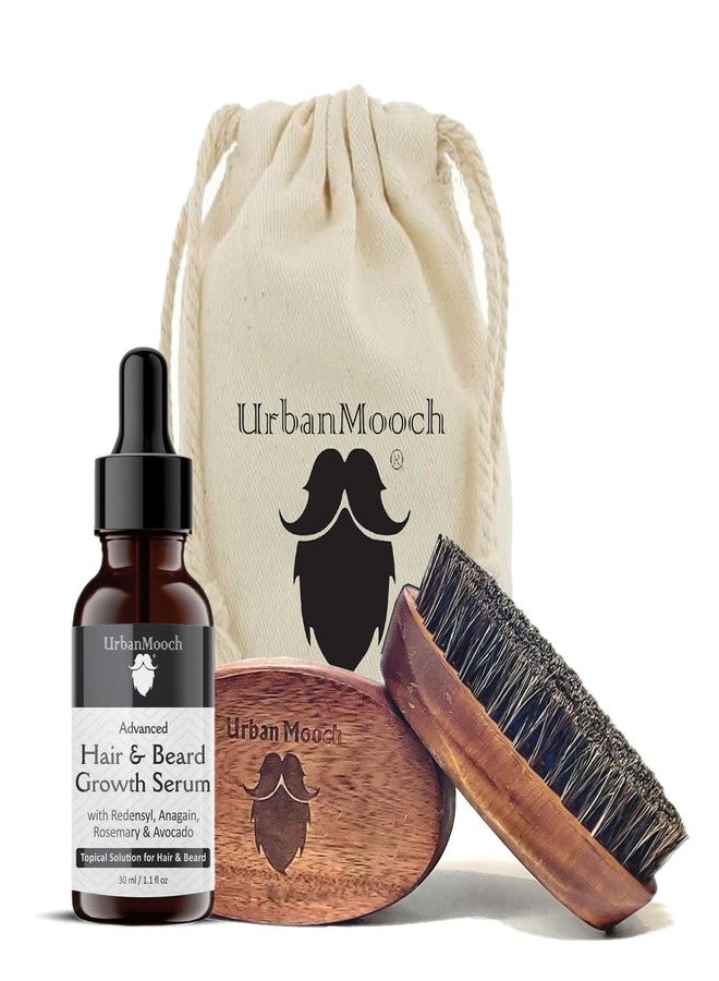 UrbanMooch Advanced Hair and Beard Growth Serum with Boar Bristle Beard Brush Combo Kit of 2 For Men, Beard Growth Kit For Men - Image 1