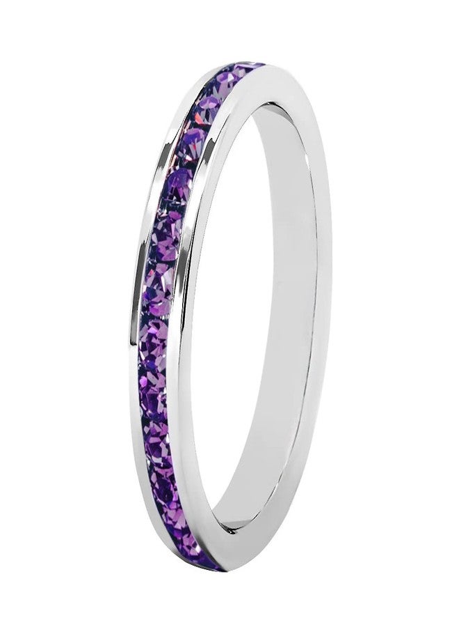 Bosvision Muses Art Design Birthstone Eternity Band Ring (Channel Set/Full Round), Stackable Fashion Ring with Crystal Birthstone - Image 1