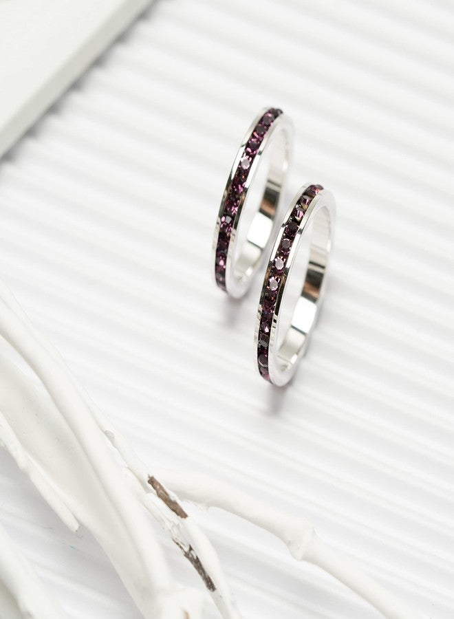Bosvision Muses Art Design Birthstone Eternity Band Ring (Channel Set/Full Round), Stackable Fashion Ring with Crystal Birthstone - Image 3