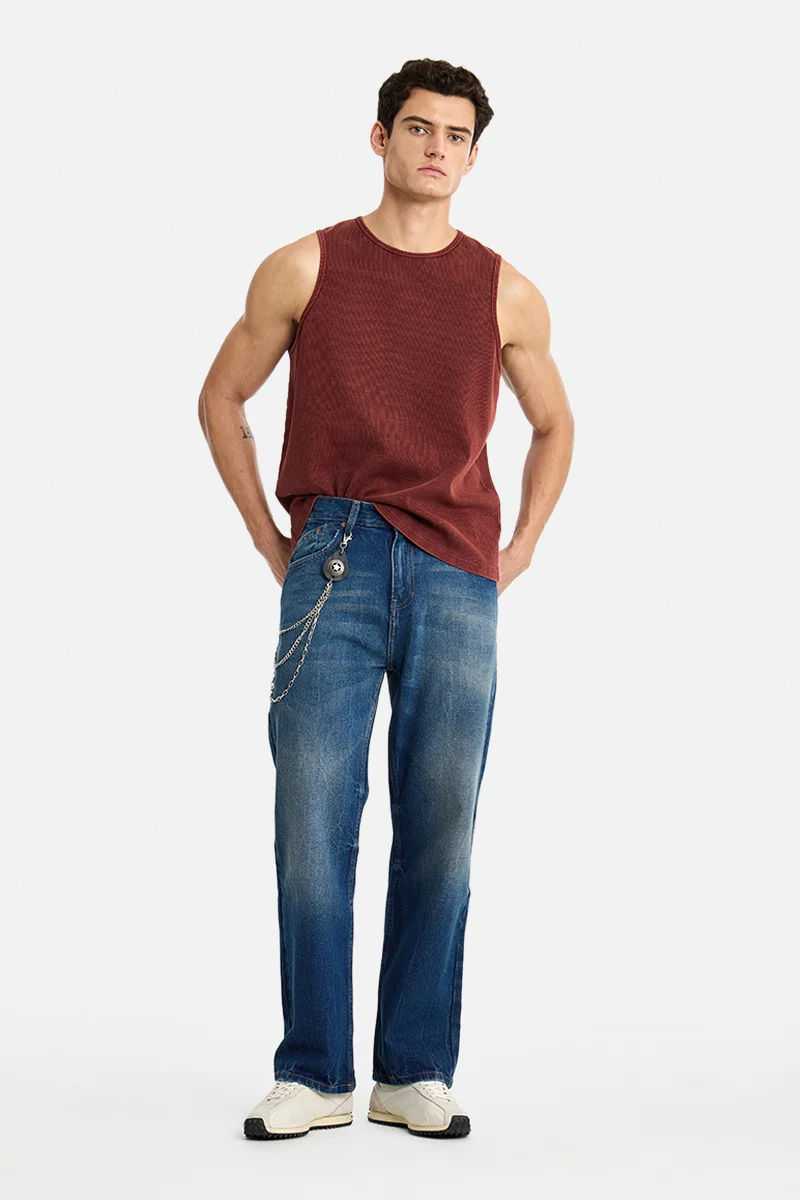 SNITCH Indigo Solid Straight Fit Casual Jeans